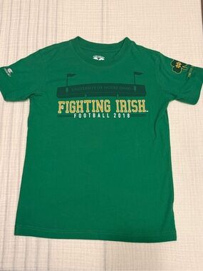 University of Notre Dame Youth 2018 “The Shirt” Green Graphic Double Sided Size